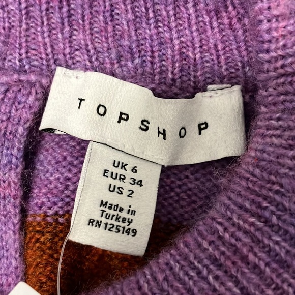 NWT Topshop Striped Cropped Sweater Size 2 - Picture 6 of 8